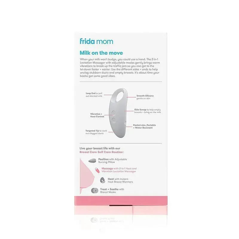 2-in-1 Heat and Vibration Lactation Massager by Frida Mom, designed to assist with milk flow and relieve breast blockages.