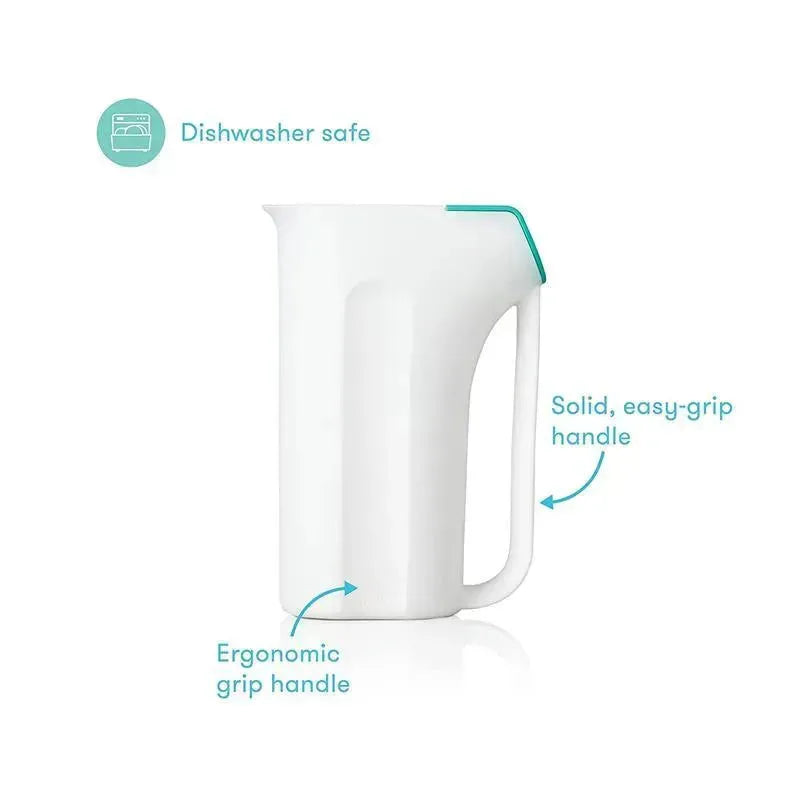 Fridababy Control The Flow Rinser, a white rinsing cup with ergonomic and easy-grip handle, labeled dishwasher safe.