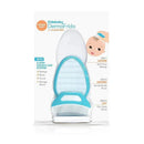 Fridababy DermaFrida 3-Step Cradle Cap System, featuring a sponge, brush, comb, and storage stand for baby care.