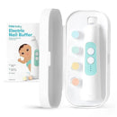 Electric nail buffer designed for babies, featuring ergonomic design, adjustable speed, and interchangeable pads in a storage case.
