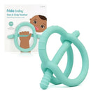 FridaBaby Get-A-Grip Teether in vibrant teal with textured surfaces, designed for infants 3 months and up.