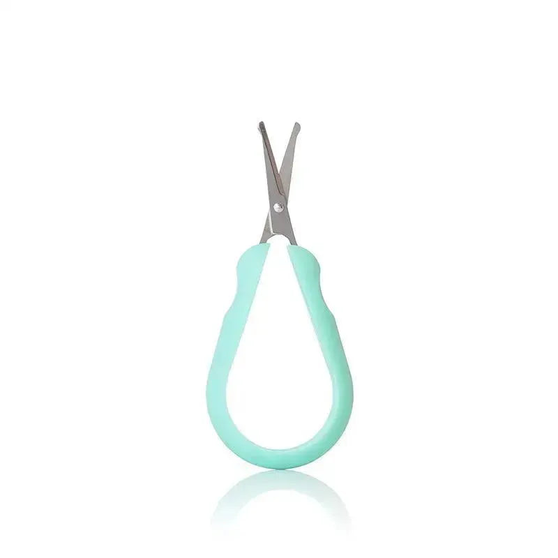 Easy Grip Nail Scissors by Fridababy featuring stainless steel blades and a mint green ergonomic handle.