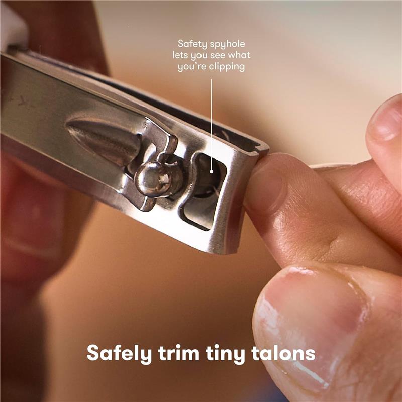 Nailfrida The Snipperclipper set features a nail clipper with a safety spyhole, designed for precise trimming of small nails.