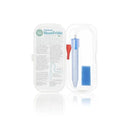 Fridababy NoseFrida the Snotsucker with travel case, blue suction device, red mouthpiece, and hygiene filter.