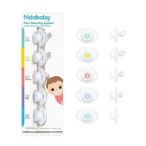 Fridababy Pacifier Weaning System featuring five pacifiers labeled 1-5 for gradual weaning, with an illustration of a baby.