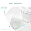 Potty Cleanup Essentials from FridaBaby, featuring super-absorbent mess mats with gentle adhesive attachment.