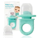Push Pop Feeder in teal for babies, includes three feeders with an easy-grip handle and a food holder, secure for introducing new foods.