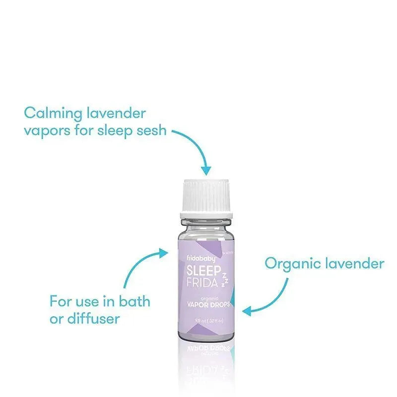 Sleep Frida Lavender Bath Drops by Fridababy, featuring calming lavender vapors for bath or diffuser use.