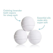 Three Fridababy SleepFrida Vapor Bath Bombs in white, promoting calming lavender scents and soft skin with essential oils.