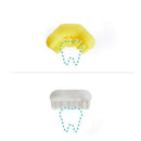 Training toothbrush for babies featuring soft silicone bristles, displayed in yellow and white designs.