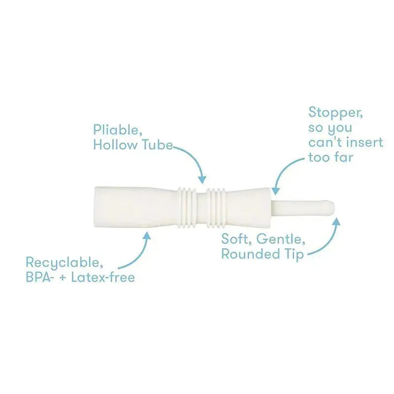 Windi the Gaspasser by Fridababy, a soft, BPA-free tool with a rounded tip and safety stopper, for relieving gas in babies.