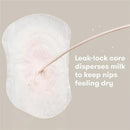 FridaMom All-Day Dry Disposable Nursing Pad with a leak-lock core disperses milk to keep nipples dry.
