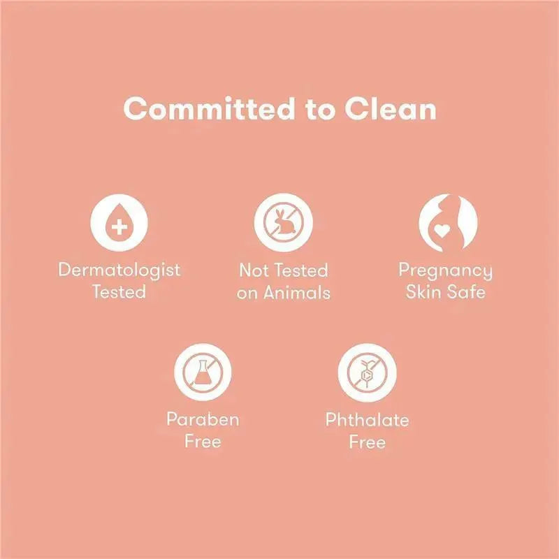 FridaMom product commitment details: dermatologist tested, cruelty-free, pregnancy skin safe, paraben-free, phthalate-free.