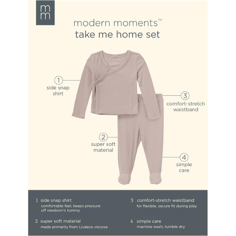 Light peach baby outfit set featuring a side snap shirt and soft pants, made from breathable fabric, perfect for newborns.