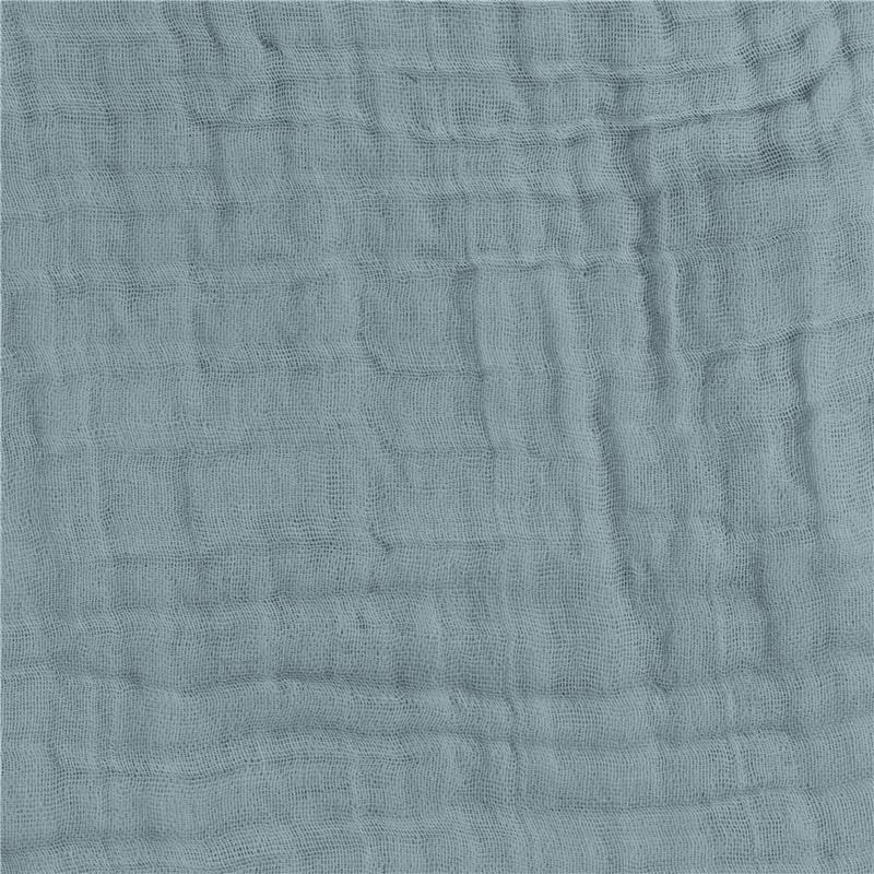 Teal muslin burp cloth with a textured pattern, measuring 20 x 10 inches, designed for baby use.