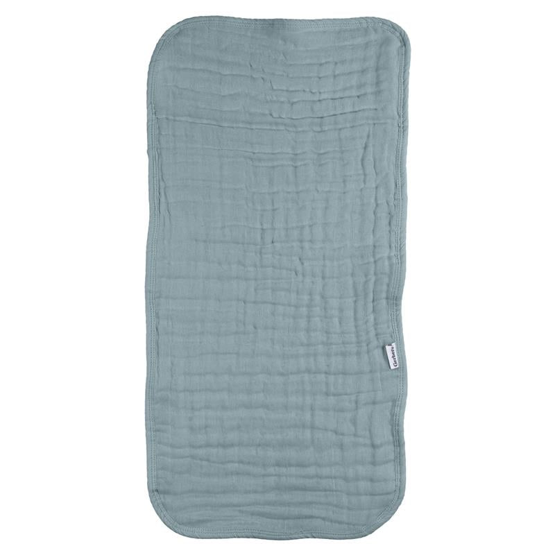 Teal muslin burp cloth, large size 20 x 10, designed for baby boys and girls with a soft, textured fabric.