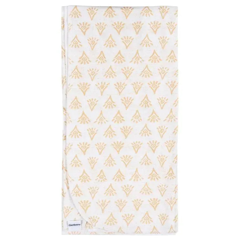 Flannel baby blanket featuring a repeating pattern of light-colored geometric shapes on a white background.