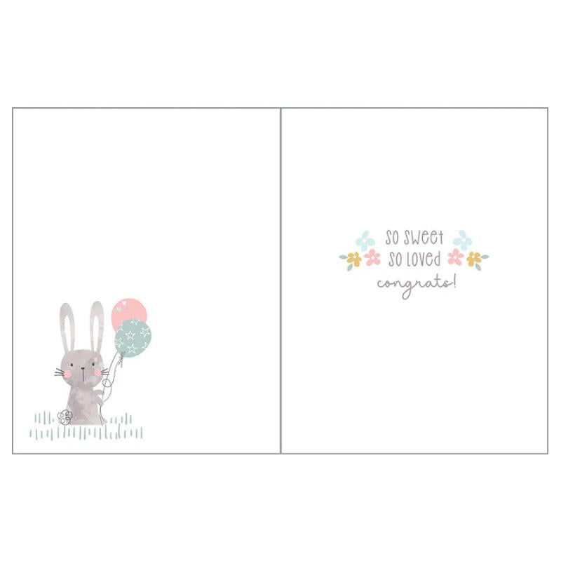Gina B Designs - Baby Greeting Card Bunny & Balloons Image 2