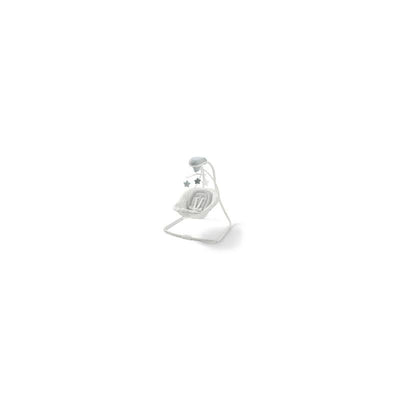 Graco Simple Sway Portable Baby Swing in white, featuring a cozy seat with a safety harness and hanging star toys.