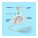 Graco Simple Sway Portable Baby Swing featuring six speed settings, two vibration settings, an overhead mobile, and removable infant support.