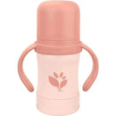 Green Sprouts 6 Oz Sprout Ware Sip & Straw in grapefruit color, featuring two handles and a floral logo.