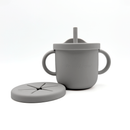 Primo Passi silicone training cup with handles and lid in senior grey