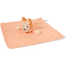 Bingo Lovey Plush in polka dot blanket form features a cute orange dog character with a friendly expression.