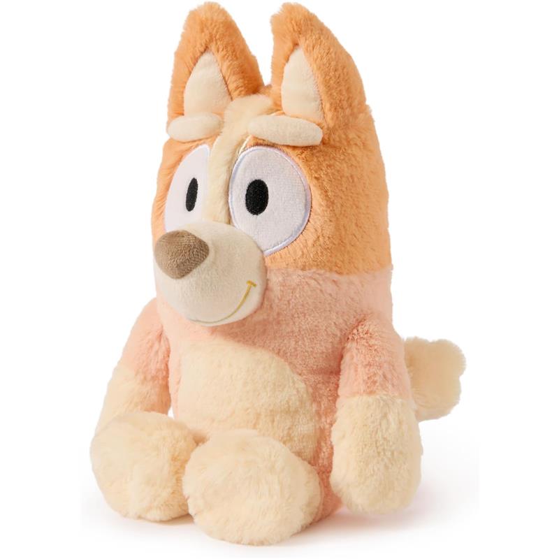 Soft orange and cream plush toy resembling Bingo, a cartoon dog, featuring big eyes and a smiling expression.