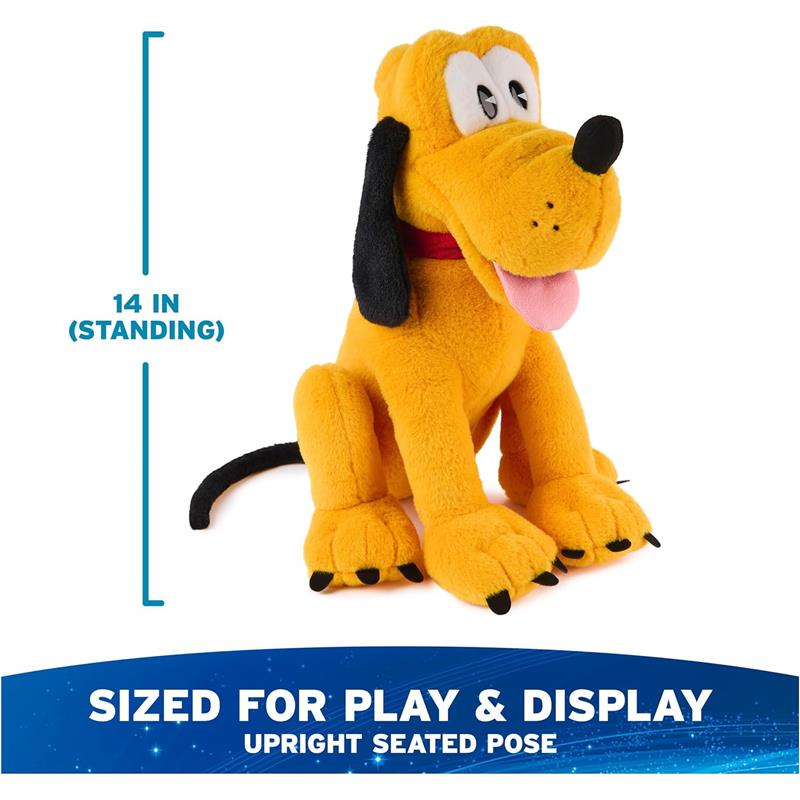 Gund Disney Official Pluto Classic Plush, 14 inches tall, seated, with a happy expression and vibrant yellow fur.