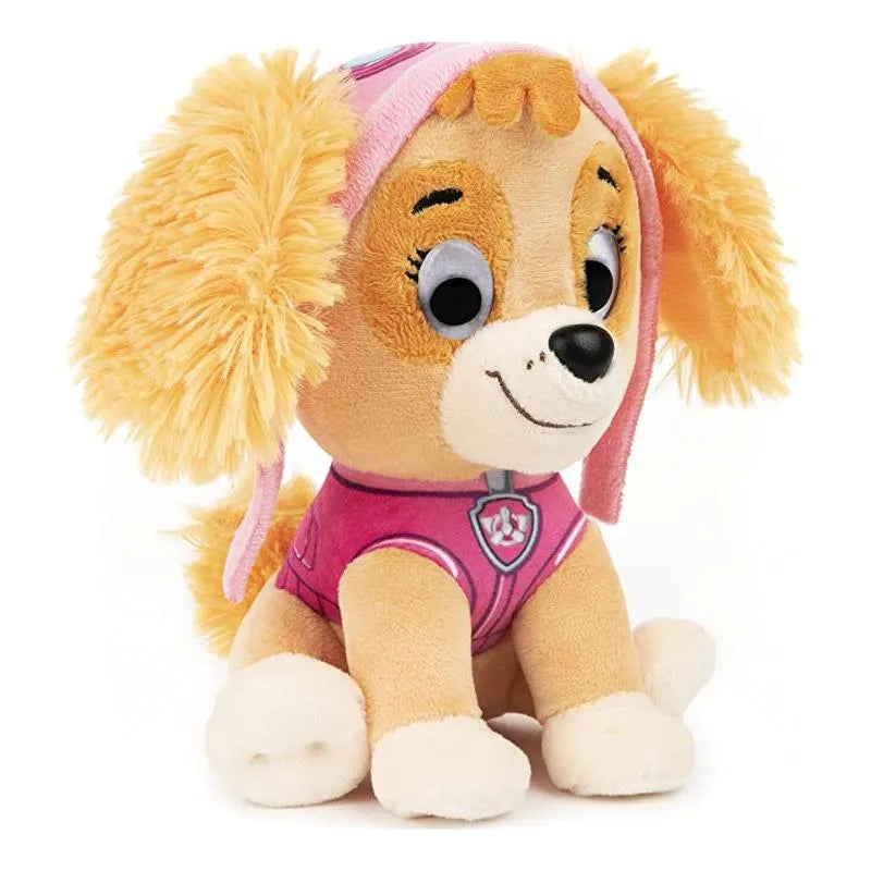 Plush toy of Skye from Paw Patrol, featuring fluffy ears, a pink outfit, and a friendly expression.