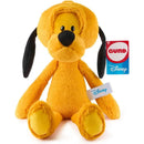 Plush yellow dog toy with black ears, featuring a Gund label and Disney branding, suitable for children.