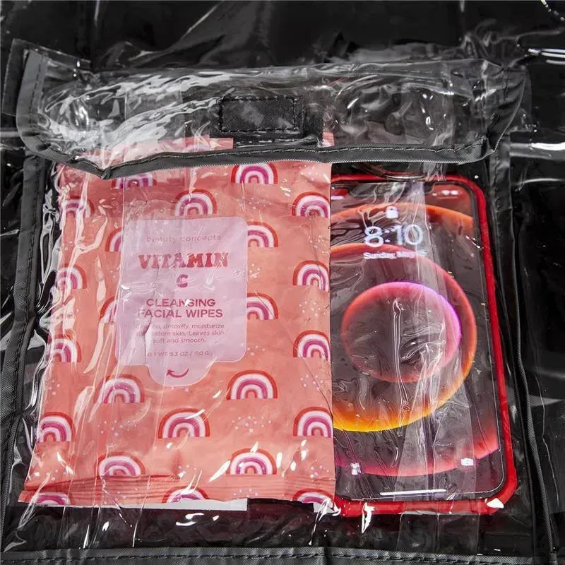 Vitamin C cleansing facial wipes in rainbow packaging next to a smartphone displaying the time 8:10.