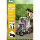 Premium Stroller Weather Shield for Jeep strollers, protecting children from rain and cold, with clear-view window and easy access front flap.