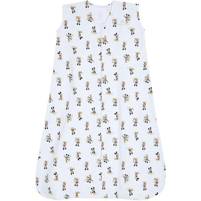 HALO SleepSack Wearable Blanket in 100% cotton with a 0.5 TOG rating, featuring a playful Mickey Mouse pattern.