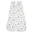 HALO SleepSack wearable blanket in 100% cotton, featuring a watercolor dinosaur print in blue and gray, size medium.