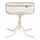HALO BassiNest Swivel Sleeper 4.0 in Oat color with a mesh sides, a soft mattress, and adjustable height.