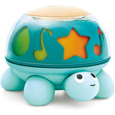 Colorful musical turtle toy with playful shapes, designed for infants to engage and stimulate senses.