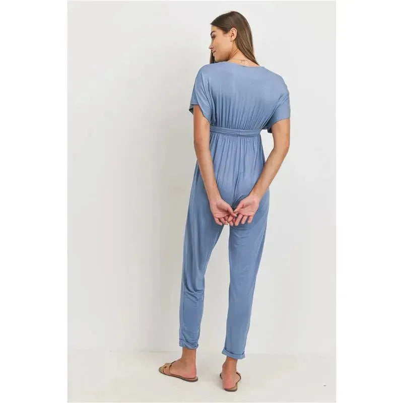 Hello Miz - Kimono Sleeve Maternity Nursing Jumpsuit, Denim Image 2