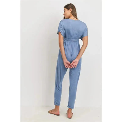 Hello Miz - Kimono Sleeve Maternity Nursing Jumpsuit, Denim Image 2
