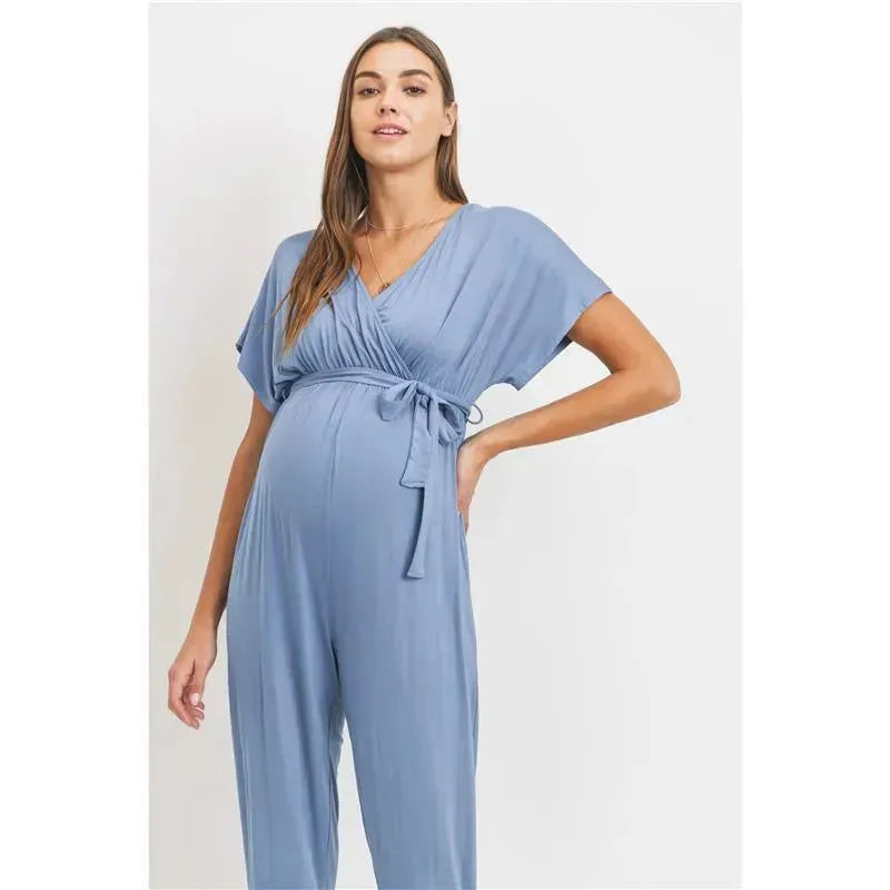 Hello Miz - Kimono Sleeve Maternity Nursing Jumpsuit, Denim Image 5
