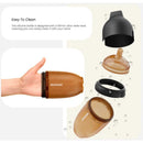 Ultra wide neck Heorshe baby bottle in hand, featuring detachable components for easy cleaning.