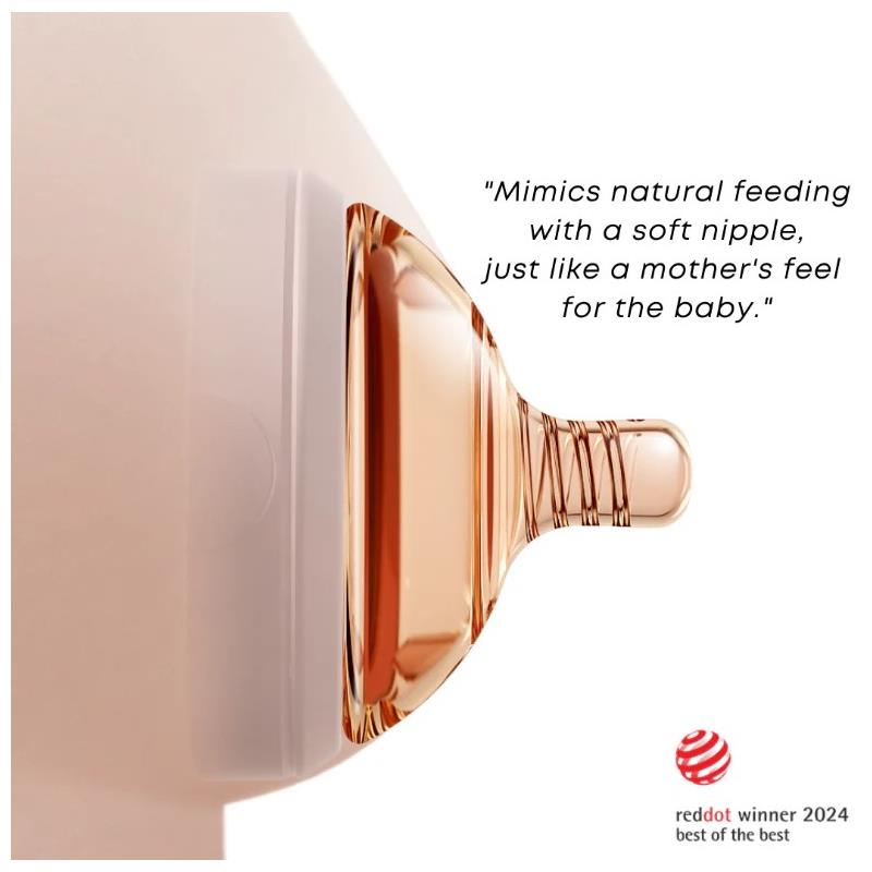 Heorshe Ultra Wide Neck Baby Bottle, 8oz, featuring a soft nipple that mimics natural feeding for babies.
