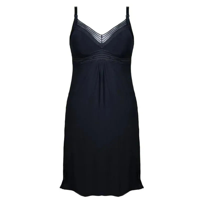 Black Dream Nightie by Hotmilk featuring a V-neck and soft fabric with subtle pleats. Suitable for various fits.