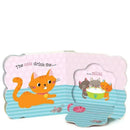 Board book for children featuring playful illustrations of cats drinking milk, with text prompting engagement.