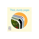 Thick, sturdy pages of the Daddy And Me Finger Puppet Book by House Of Marbles shown against a dotted background.