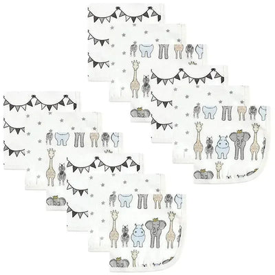 Hudson Baby - 12Pk Royal Safari Baby Cotton Muslin Washcloths Image 1