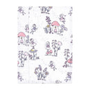 Cotton flannel burp cloth featuring whimsical garden fairy illustrations on a white background.