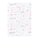 Cotton flannel burp cloth featuring a delicate garden fairies design with pastel flowers on a white background.