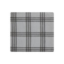 Cotton flannel receiving blanket in gray plaid design, suitable for unisex baby use. Soft and cozy for infants.