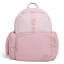 HUGGIES Day Pack Diaper Backpack in Bridal Rose/Two Tone, featuring multiple pockets and a soft pink design.